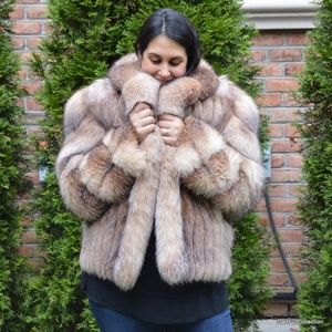 SAGA Crystal Fox Fur Coat Jacket Size 16 Plus